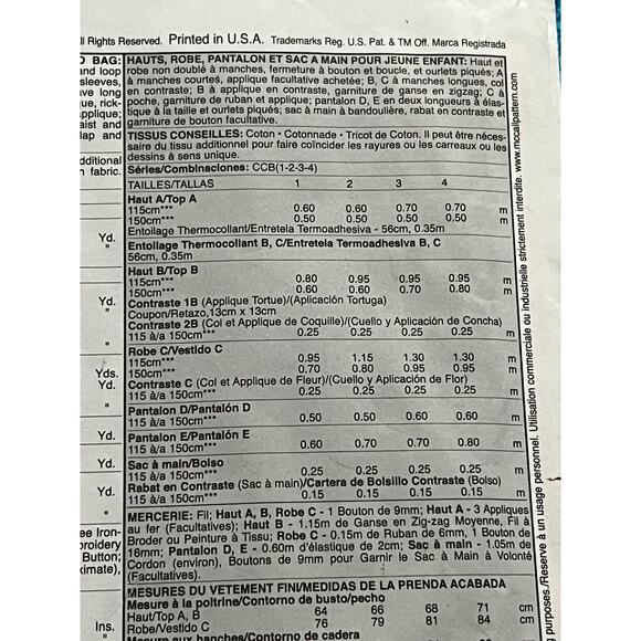 McCalls pattern 4501 toddler dress top pants bag size 1 2 3 4 - Picture 6 of 8